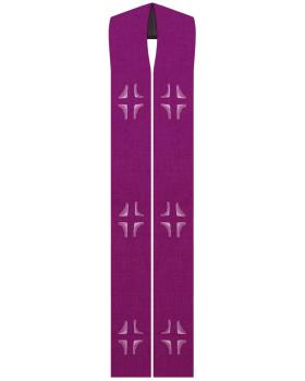 Priesterstola mit gesticktem Kreuz, violett 135 cm lang