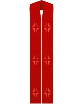 Priesterstola mit gesticktem Kreuz, rot 135 cm lang