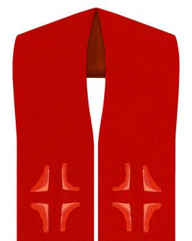 Preview: Priesterstola mit gesticktem Kreuz, rot 135 cm lang