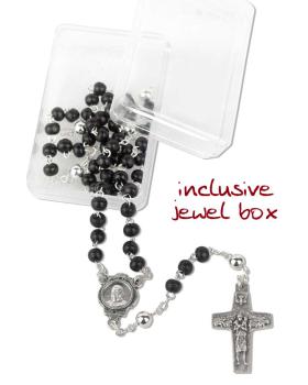 Preview: Rosenkranz Holz, schwarz, Kreuz "Guter Hirte"