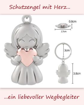 Preview: Schlüsselanhänger Engel mit Herz 3,8 x 2,7 cm
