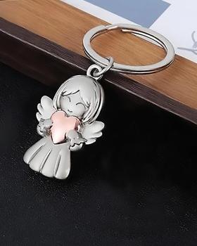 Preview: Schlüsselanhänger Engel mit Herz 3,8 x 2,7 cm