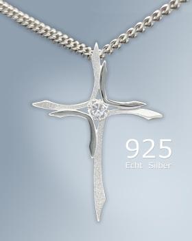 Kreuz Anhänger filigran m. Stein 18 x 26 mm 925 Silber