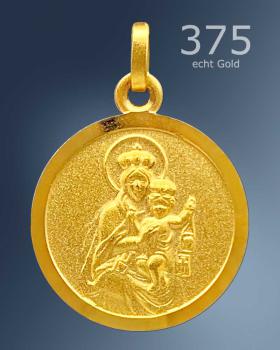 Preview: Skapuliermedaille Jesu/Maria 12 mm Ø 8 ct Gold 333