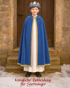 Preview: Sternsingermantel Samt blau, Größe M, Länge 105 cm
