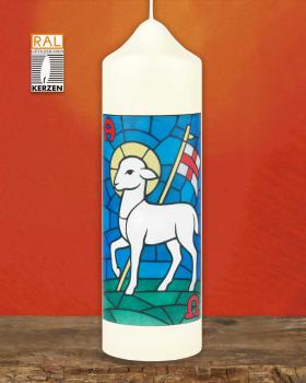 Osterkerze 165 x 50 mm, Lamm Gottes A+O