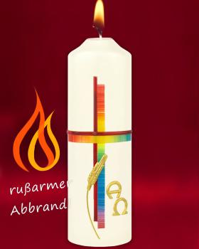 Preview: Osterkerze 165 x 50 mm, "Kreuz mit Ähren" A+O