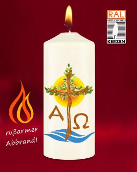 Osterkerze mit coloriertem Kreuzdekor und A + O, 96 Stück