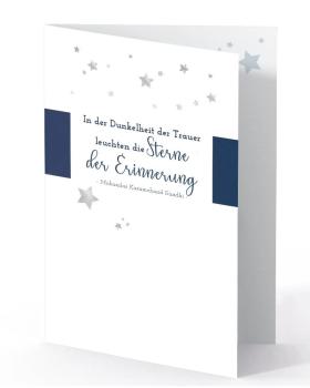 Preview: Trauerkerze "Sterne der Erinnerung" 8 x 20 cm m. Karte