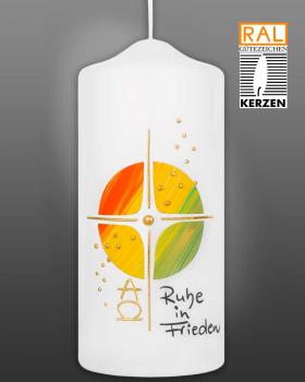 Preview: Trauerkerze 180 x 80 mm bunte Auferstehungssonne