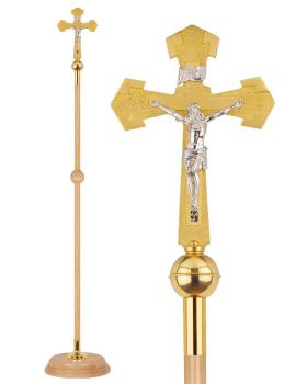 Prozessionskreuz schlicht, 40 cm Corpus versilbert