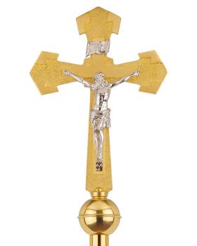 Preview: Prozessionskreuz schlicht, 40 cm Corpus versilbert