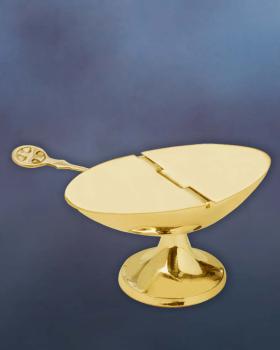 Preview: Schiffchen Messing vergoldet, 7 x 13 cm mit Deckel