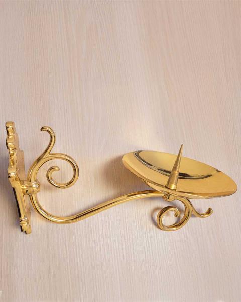 Wandewiglicht 27 cm Messing poliert mit Dorn