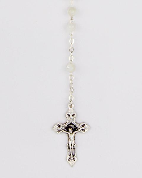 Kommunionrosenkranz versilbert Perle 4 mm Ø Perlmutt