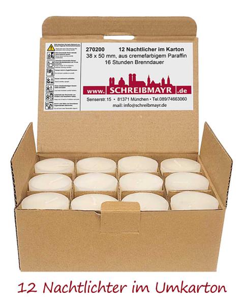 12 Kerzen in der Box 3,8 Ø x 5 cm hoch