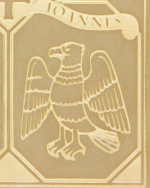 Evangeliareinband Leder beige mit Goldprägung