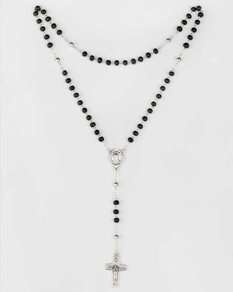 Rosenkranz Holz, schwarz, Kreuz "Guter Hirte"