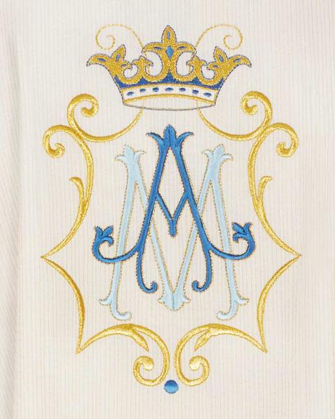 Marienkasel bestickter Mittelstab gold weiß, 130 cm lang