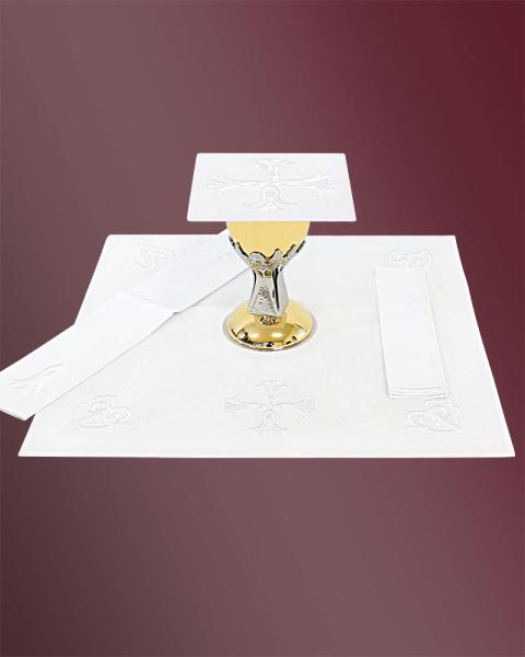 Kelchgarnitur mit barocker weißer Ornamentik, 4-teilig