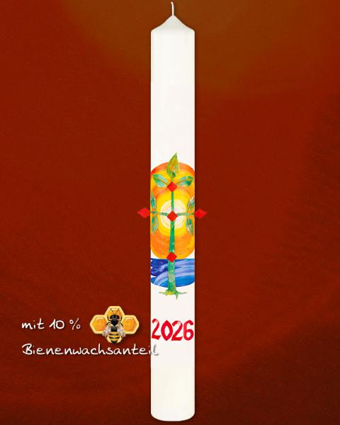 Osterkerze 800 x 80 mm Lebensbaum & Ostersonne