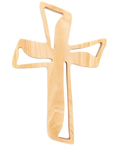 Wandkreuz aus Zirben-Holz durchbrochen 13,5 x 21 cm