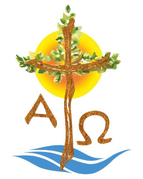 Osterkerze mit coloriertem Kreuzdekor und A + O, 96 Stück