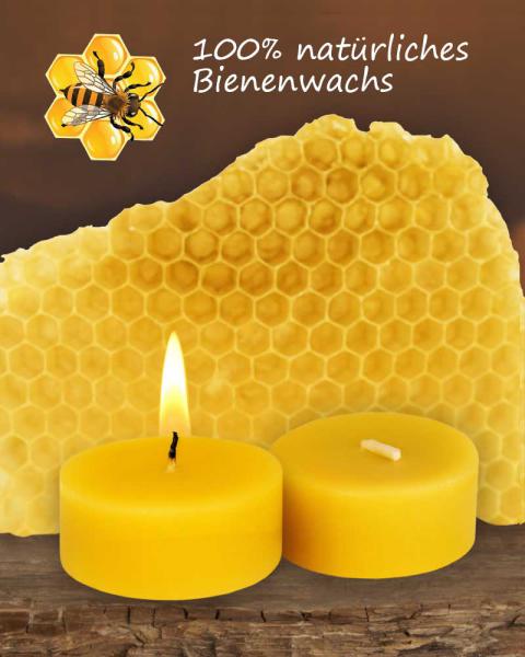 12 Teelichtkerzen Bienenwachs 100% natur