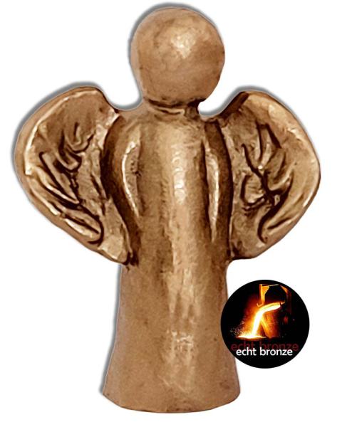 Schutzengel 5 x 4 cm Bronze, "Da ist immer ein Engel"