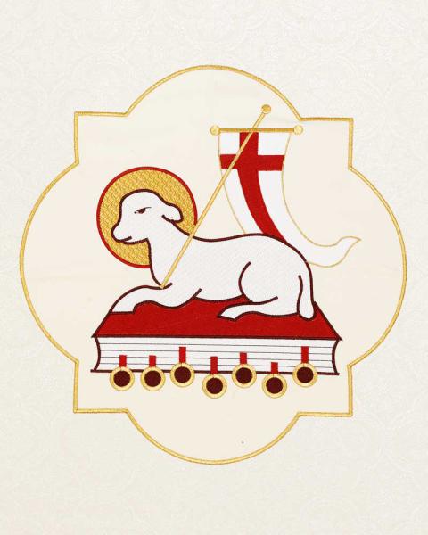 Fahne weiß 70 x 100 cm Lamm Gottes mit Fransen