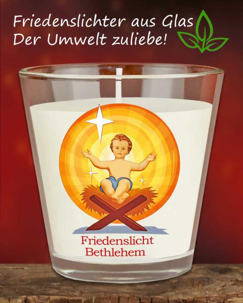 12 x Kerzenglas Friedenslicht Bethlehem 65 x 65 mm
