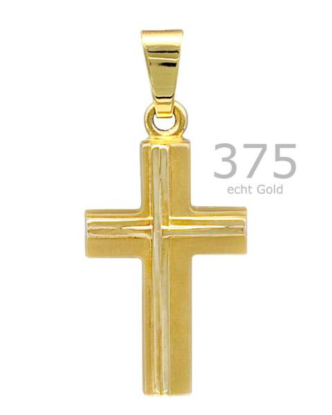 Kreuz Stege Anhänger 12 mm x 18 mm 9 ct Gold 375