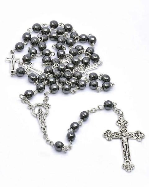 Rosenkranz Hämatit 6 mm Ø gekettelt, 53 cm lang