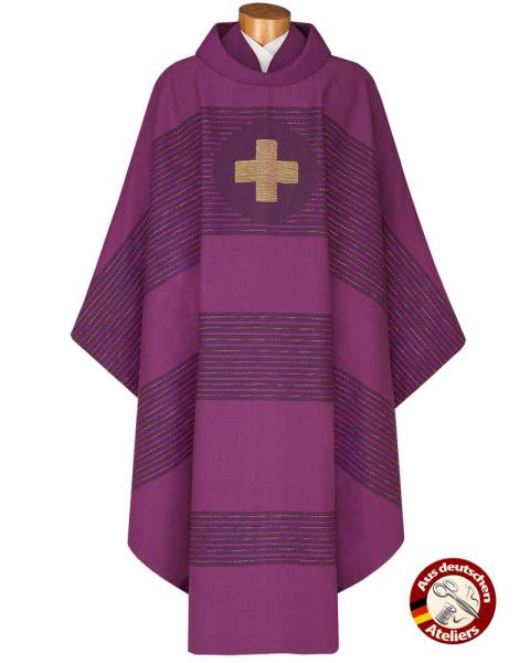 Kasel violett  mit goldgesticktem  Kreuz, Innenstola