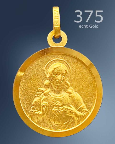 Skapuliermedaille Jesu/Maria 12 mm Ø 8 ct Gold 333