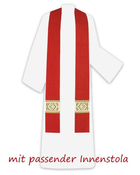 Kasel rot mit Kragen, 125 cm lang, 154 cm breit