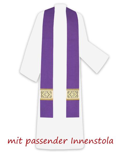 Kasel violett mit Kragen, 125 cm lang, 154 cm breit