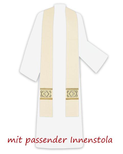 Kasel weiß mit Kragen, 125 cm lang, 154 cm breit