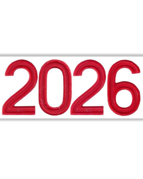 Jahreszahl 2026 rot für Osterkerze, 5 cm hoch