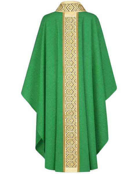 Kasel grün mit Kragen, 125 cm lang, 154 cm breit