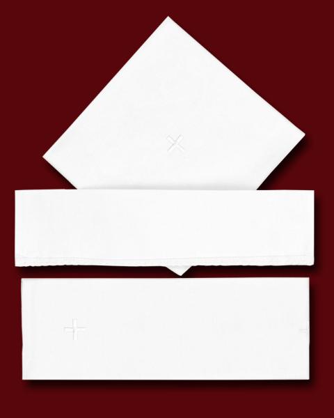 Korporale 50 x 50 cm aus Leinen, mit gesticktem Kreuz