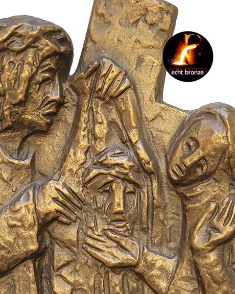 Bronzeplakette 24 x 33 cm 6. Kreuzwegstation Veronika