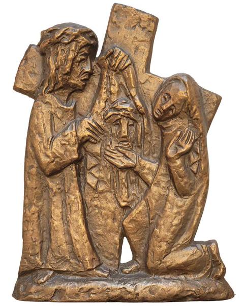 Bronzeplakette 24 x 33 cm 6. Kreuzwegstation Veronika