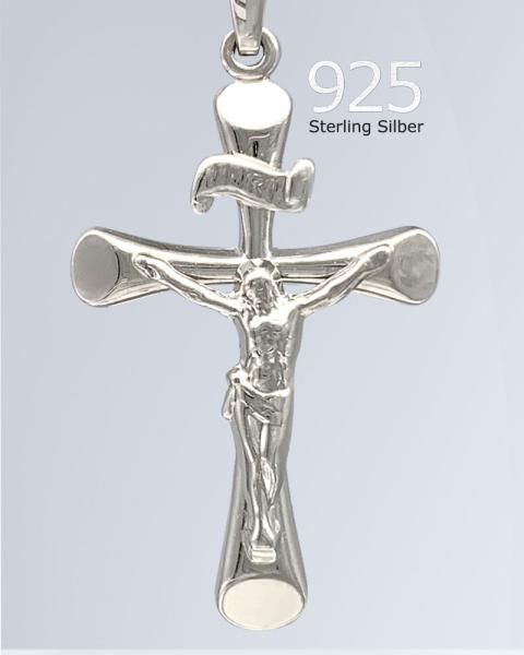 Kreuz Anhänger Kruzifix modern 25 mm 925 Silber