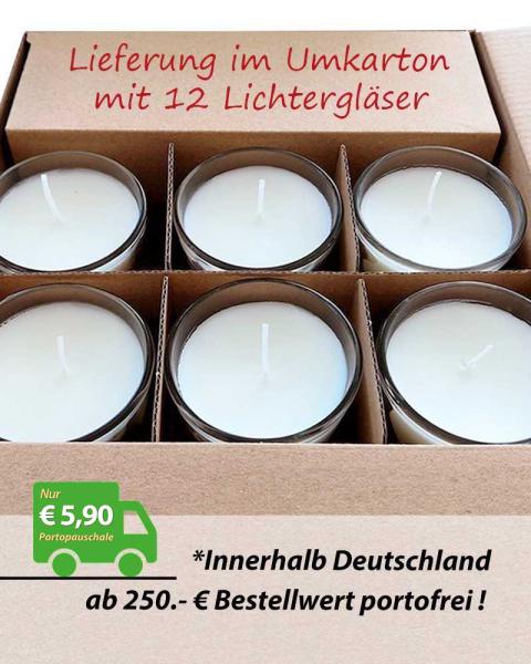 12 x Kerzenglas Friedenslicht Bethlehem 65 x 65 mm