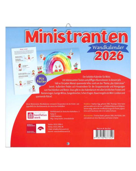 Ministranten-Wandkalender 2025, 13 Blatt