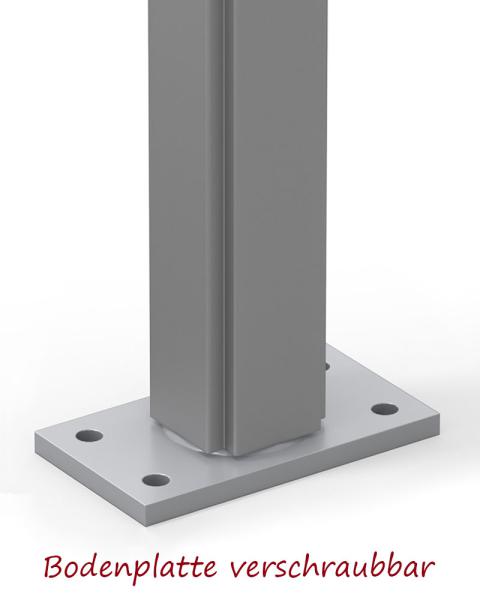 Stand consisting of 2 aluminum rectangular pipes, 80 x 40 mm
