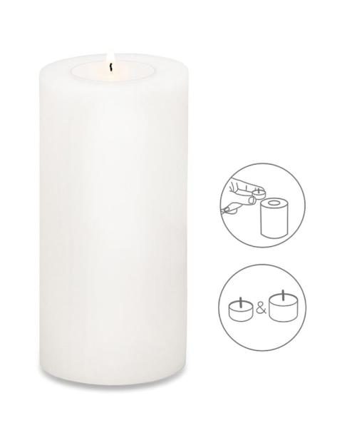 Teelichtkerze weiß 18 cm hoch 8 cm Ø