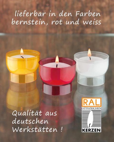 Votive lights with red polycarbonate cover, 47 mm Ø