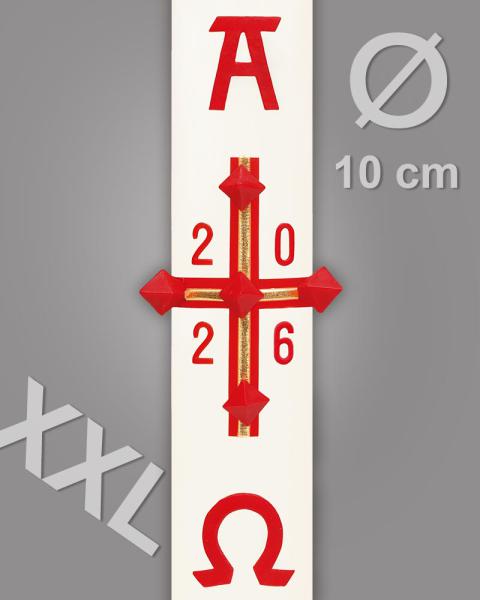 Easter candle red/gold, 2013, 800/80 mm